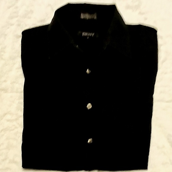Vintage DKNY Black Button Down Short Sleeve Shirt Men S - Picture 2 of 5
